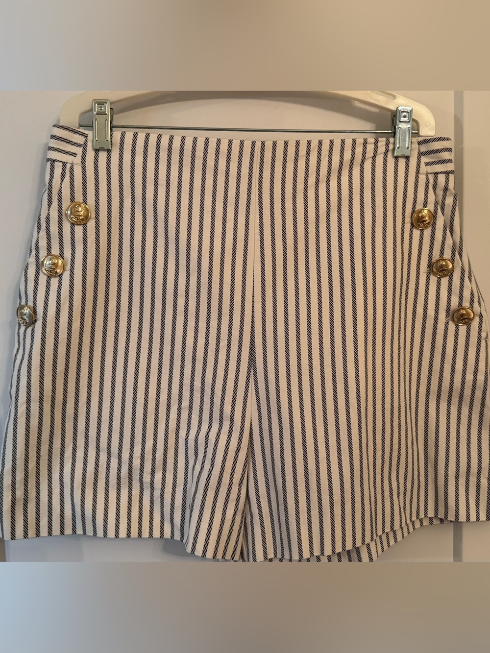 Zara Striped High-Waist Women’s Shorts with Gold Buttons